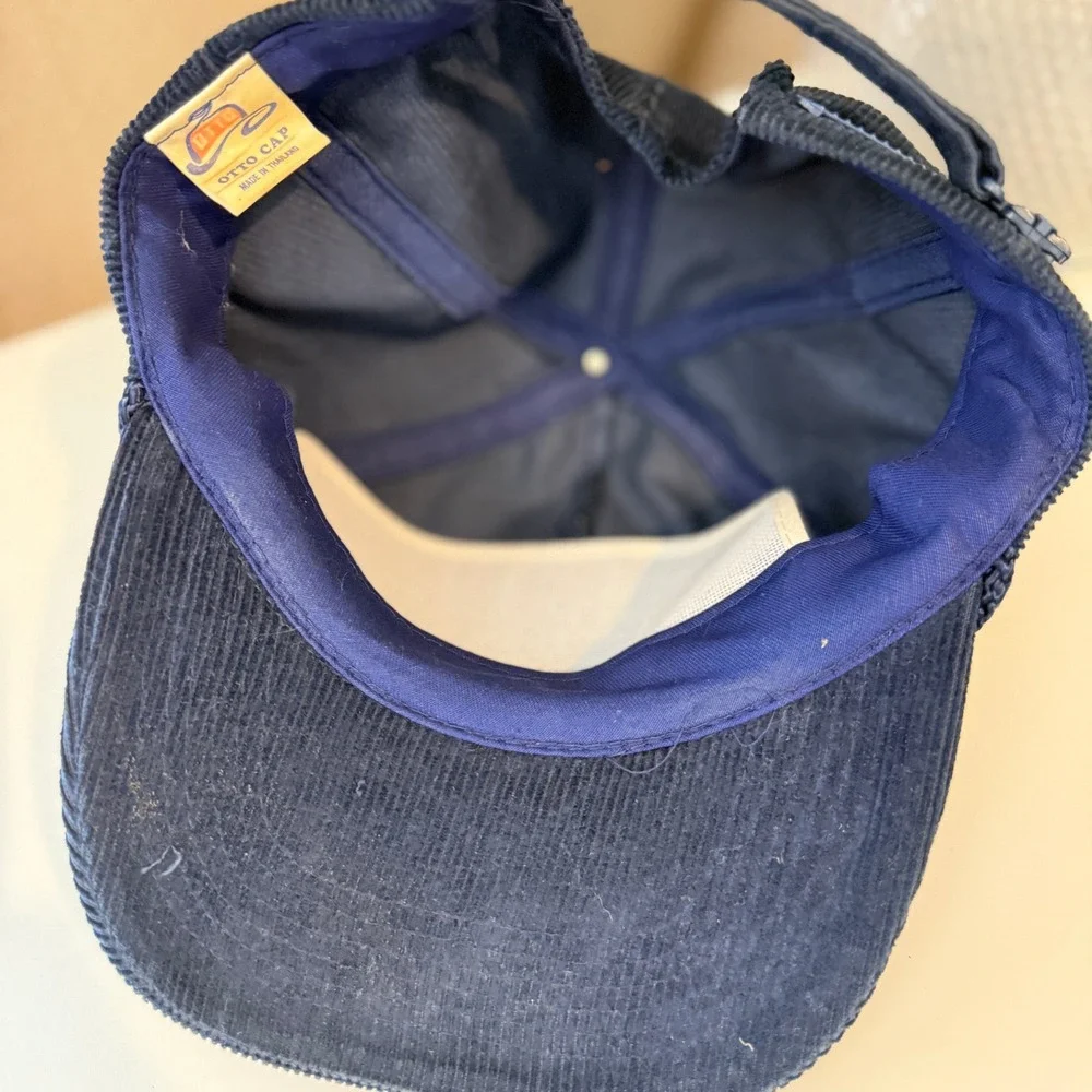 Vintage Otto Cap Eldorado Hotel Casino Reno Corduroy Snapback Hat Navy Blue Rope